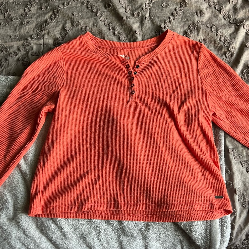 Orange Henley crop long sleeve